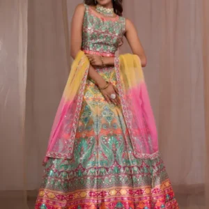 Multi Mirrorwork Banarasi Readymade Lehenga