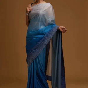 Peacock Blue Tissue Designer Saree
