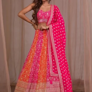 Pink Zariwork Georgette Readymade Lehenga
