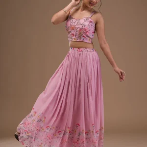 Printed Georgette Readymade Lehenga