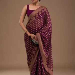Wine Zariwork Georgette Saree